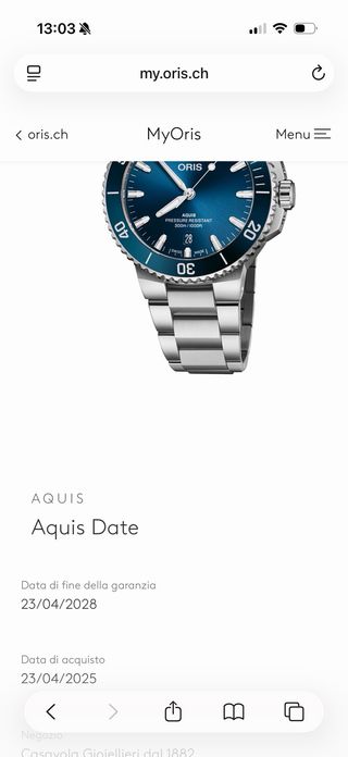 Oris aquis 41.5mm blu