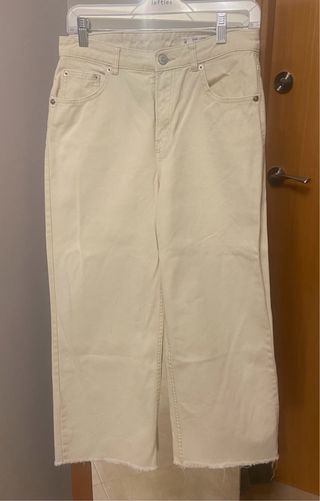 Pantalón wide leg beige