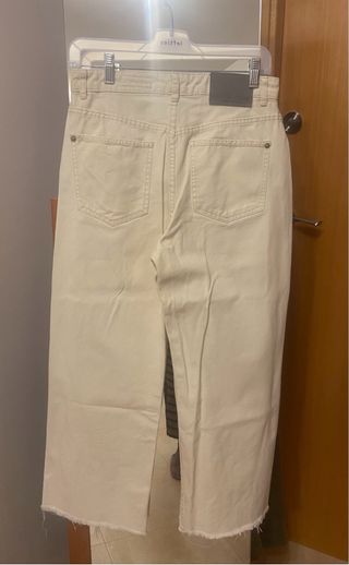 Pantalón wide leg beige