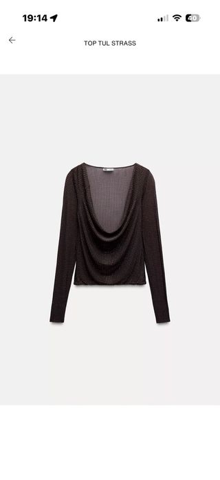 Zara Top Marrón Dorado Manga Larga