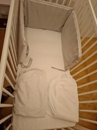 Cuna Ikea GULLIVER Blanca + Colchón JÄTTETRÖTT