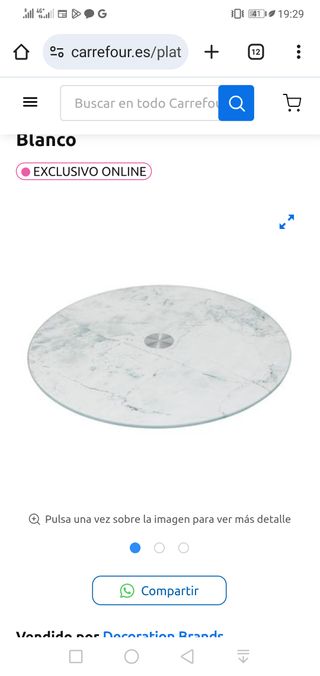 Plato Giratorio Cristal Efecto Mármol