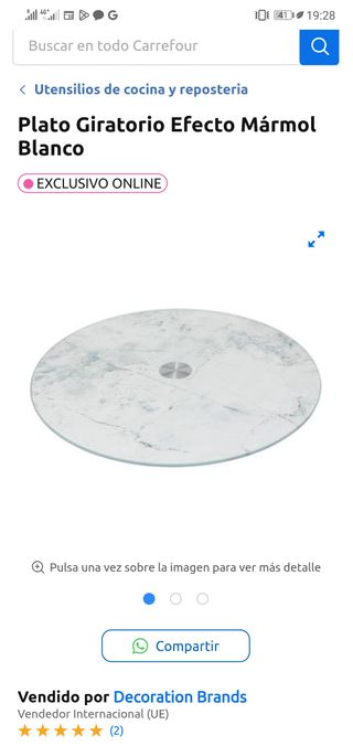 Plato Giratorio Cristal Efecto Mármol