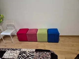 Puff baúl interior tela terciopelo