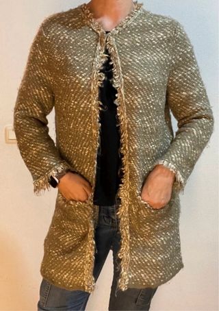 Cárdigan tweed Mango verde talla única