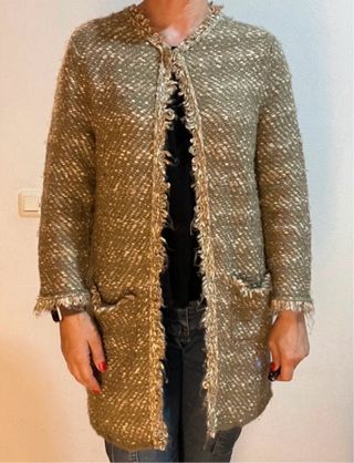 Cárdigan tweed Mango verde talla única