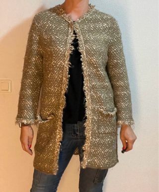 Cárdigan tweed Mango verde talla única