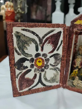 Antiguo retablo peruano madera y escayola