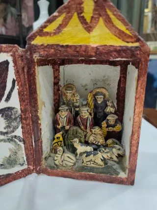 Antiguo retablo peruano madera y escayola