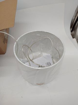 EDISHINE Lámpara de mesilla de noche de madera con trípode, pantalla de lino, bombilla LED E27 incluida, 2700K blanco cálido, lá