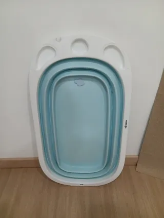 Bañera Plegable Bebé Azul y Blanca