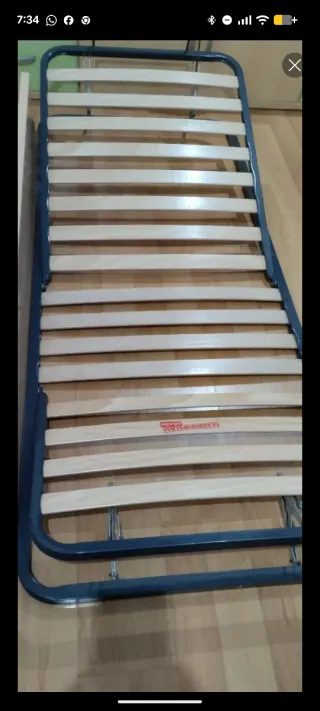 Somier articulado metálico y madera, plegable.