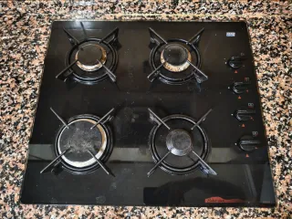 Vitrocerámica Gas 4 fuegos placa cristal New Pol