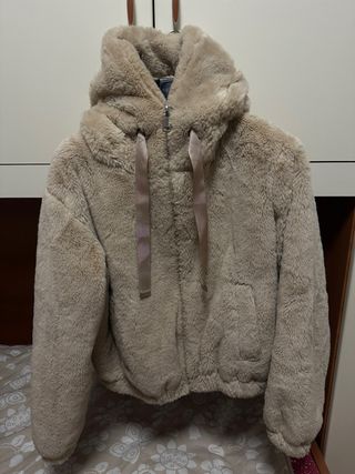 Giubbotto Teddy Beige con Cappuccio