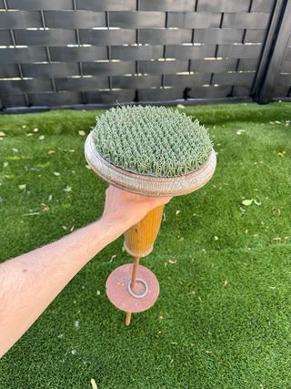 Posadero para halcones con césped artificial