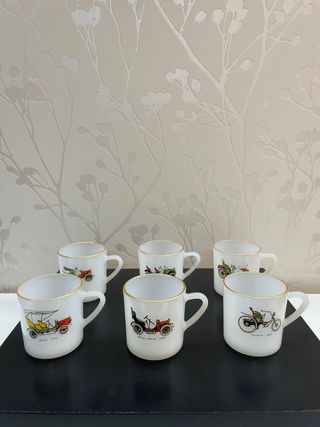 6 Tazas Arcopal Vintage Coches Antiguos 1970