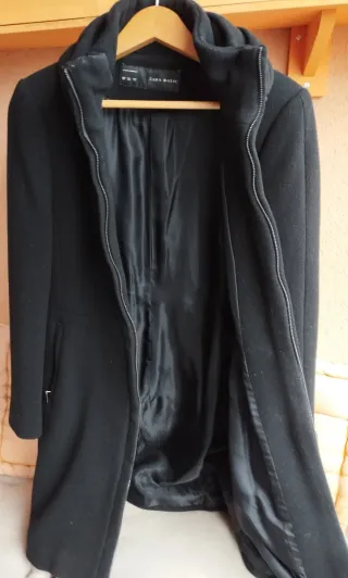 Abrigo Lana Zara Talla 44 Negro