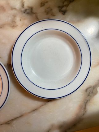 14 Piatti Bidasoa bianchi con bordo azzurro