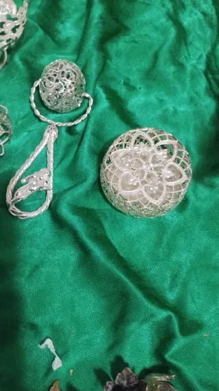 Set 6 decorazioni metallo argentato