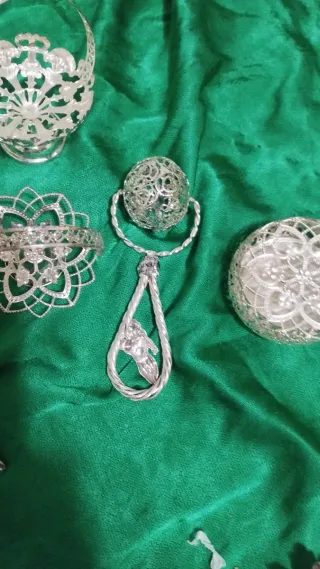 Set 6 decorazioni metallo argentato