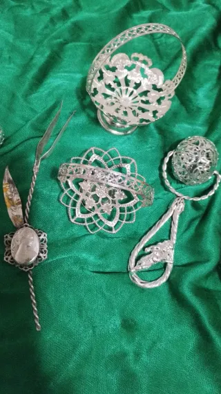 Set 6 decorazioni metallo argentato