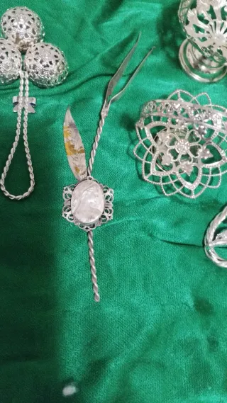 Set 6 decorazioni metallo argentato