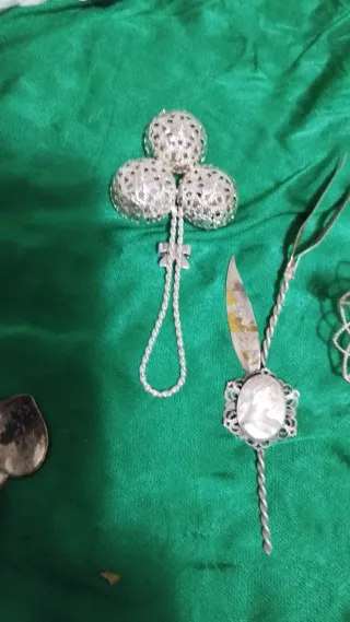 Set 6 decorazioni metallo argentato