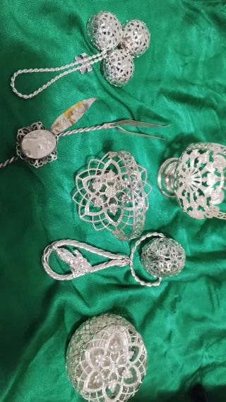 Set 6 decorazioni metallo argentato