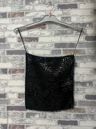 Top bandeau lentejuelas negro
