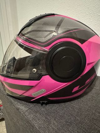 Casco Moto LS2 Talla XS Negro y Rosa