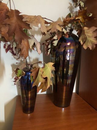 Conjunto de 2 jarrones de cerámica efecto metal