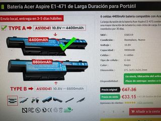 Batteria Voltistar 4400mAh per Acer Aspire E1-471
