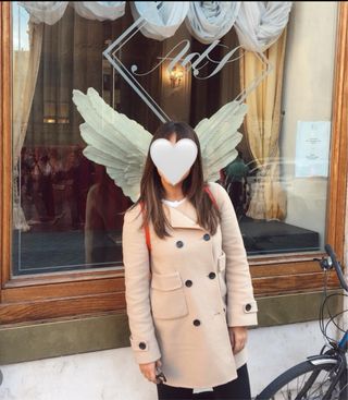 Abrigo paño Zara Mujer Beige