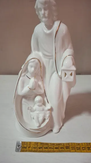 Statua Sacra Famiglia Ceramica Dorata