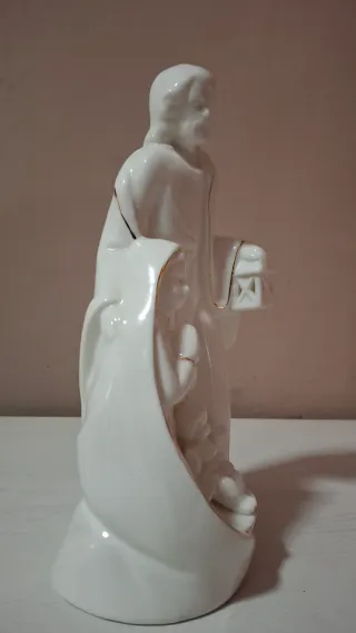 Statua Sacra Famiglia Ceramica Dorata