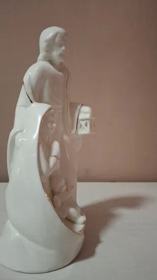 Statua Sacra Famiglia Ceramica Dorata