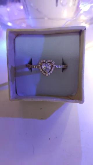 Anillo Corazón Baño Oro 14k Plata