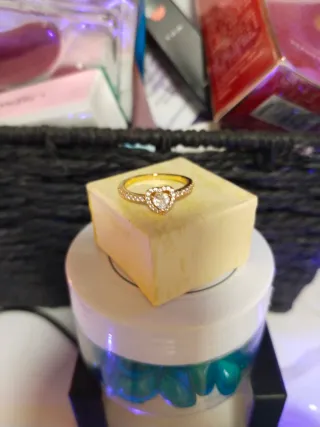 Anillo Corazón Baño Oro 14k Plata