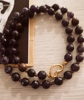 Coppia collane viola e rossa