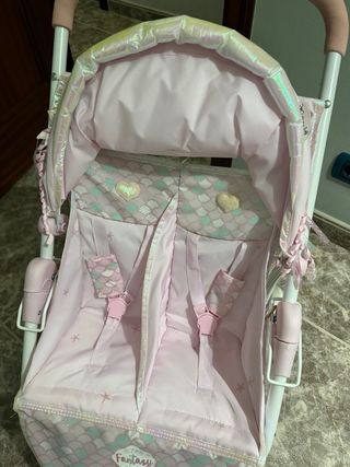 Carrito Muñeca Gemelar Rosa Fantasía