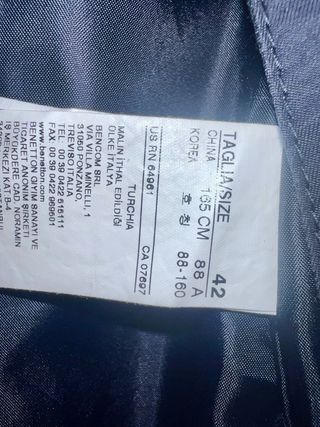 Gabardina Benetton Azul Talla 42