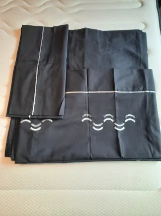 Juego Sábanas Cama 1.50 Negro Plata