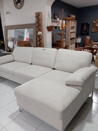 Sofá Cama Chaise Longue Beige