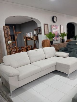 Sofá Cama Chaise Longue Beige