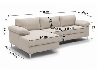 Sofá Cama Chaise Longue Beige