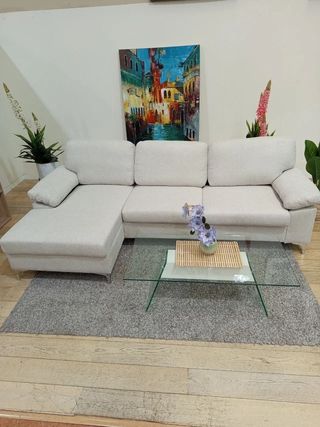 Sofá Cama Chaise Longue Beige