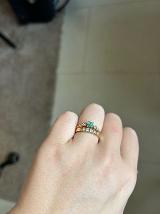 Anillo Oro 18k Esmeralda y Diamantes