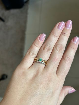 Anillo Oro 18k Esmeralda y Diamantes