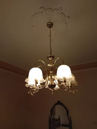 Lampadario Vintage Oro e Vetro