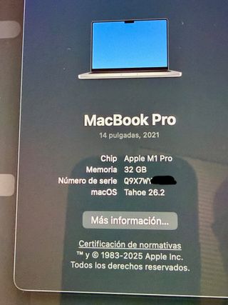 MacBook Pro M1 32GB 1TB (47 ciclos de carga)